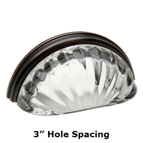 Cosmas 6381ORB-C Oil Rubbed Bronze with Clear Glass Cabinet Cup Pull - Cosmas