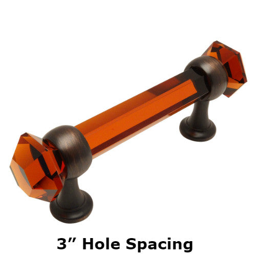 Cosmas 6393ORB-A Oil Rubbed Bronze with Amber Glass Cabinet Pull - Cosmas