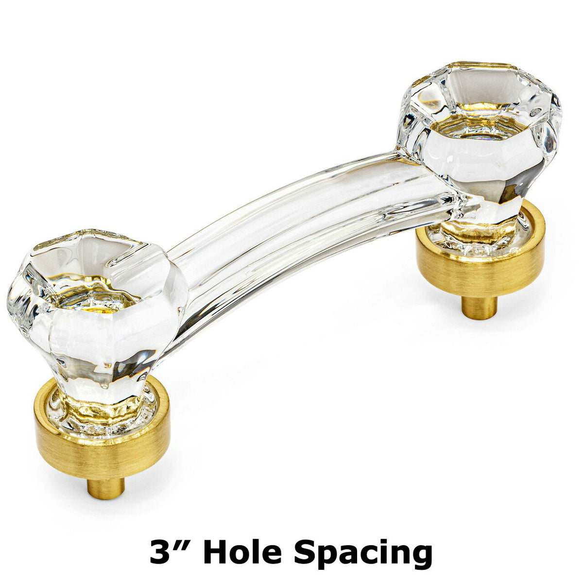 Cosmas 6397BB-C Brushed Brass with Clear Glass Cabinet Pull