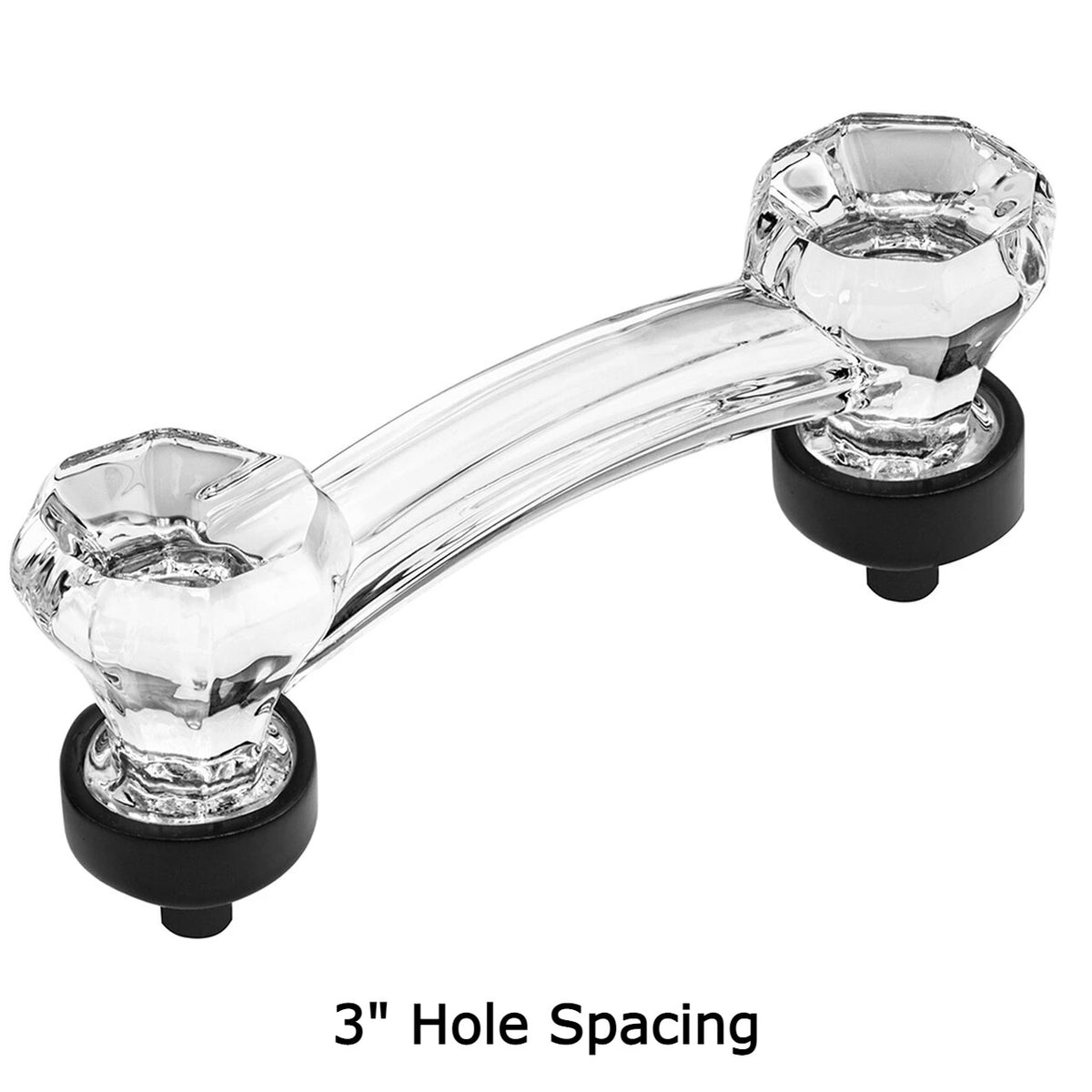 Cosmas 6397FB-C Flat Black with Clear Glass Cabinet Pull