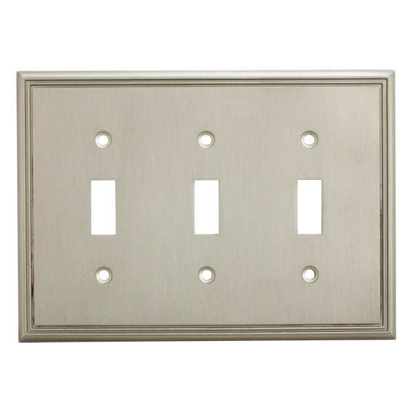Cosmas 65005-SN Satin Nickel Triple Toggle Switchplate Cover - Cosmas