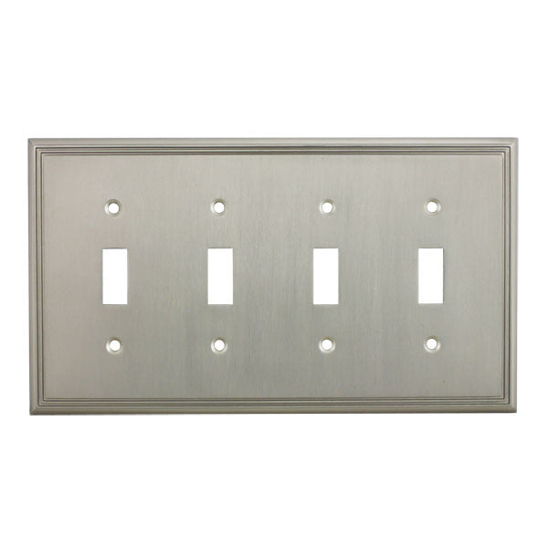 Cosmas 65006-SN Satin Nickel Quad Toggle Switchplate Cover - Cosmas