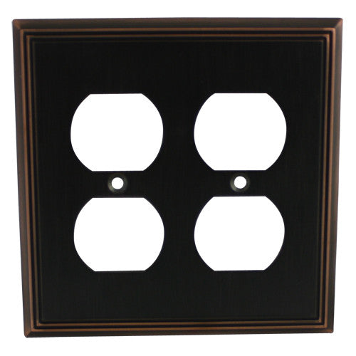 Cosmas 65044-ORB Oil Rubbed Bronze Double Duplex Outlet Wall Plate - Cosmas