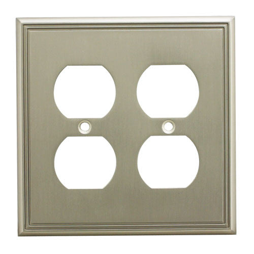 Cosmas 65044-SN Satin Nickel Double Duplex Outlet Wall Plate - Cosmas