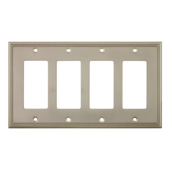 Cosmas 65075-SN Satin Nickel Quad GFCI / Decora Wall Plate - Cosmas