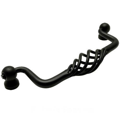 Cosmas 9993-128FB Flat Black Birdcage Cabinet Pull