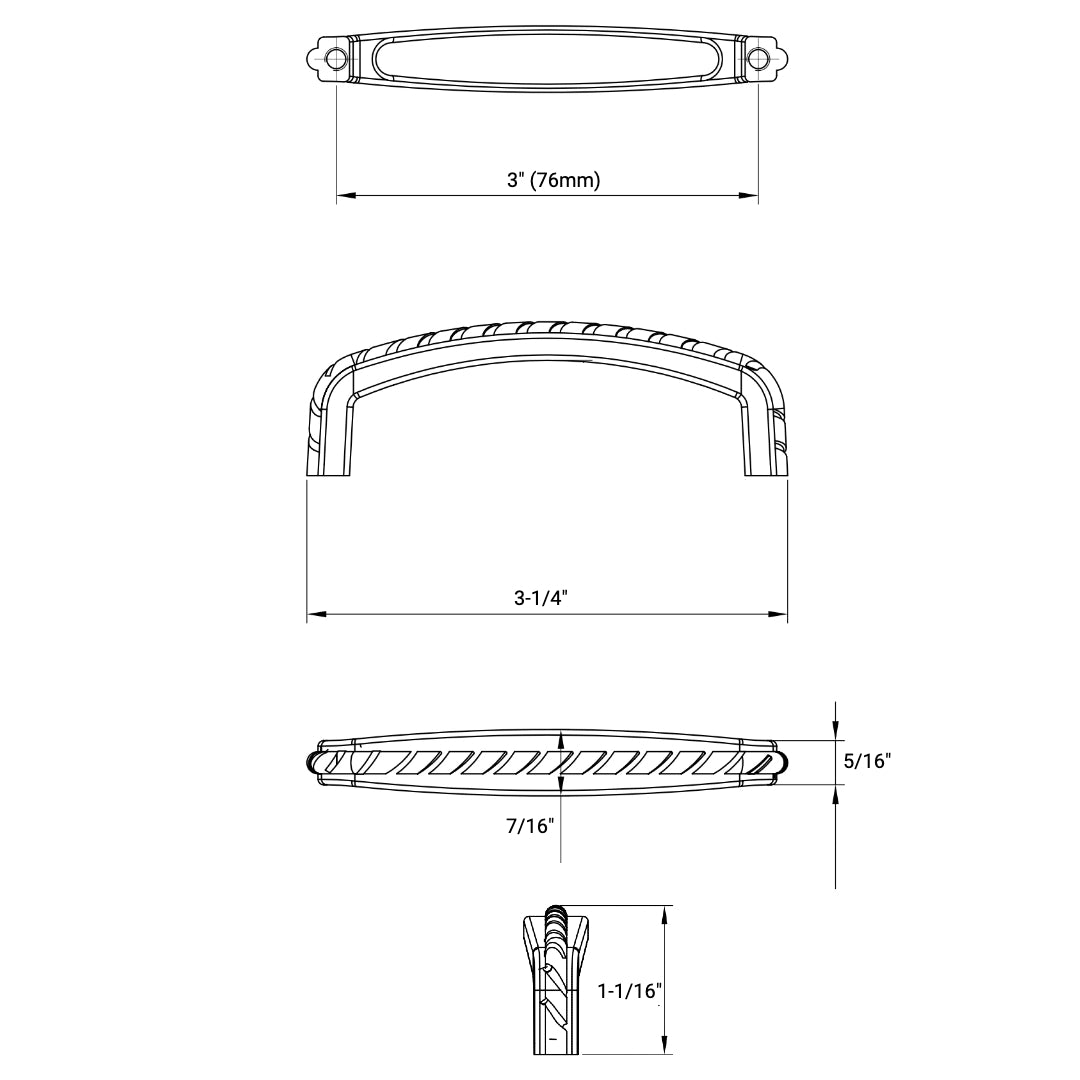 Cosmas 228-3ORB Oil Rubbed Bronze Rope Cabinet Pull