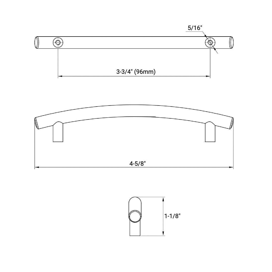 Cosmas 2992-96FB Flat Black Cabinet Pull
